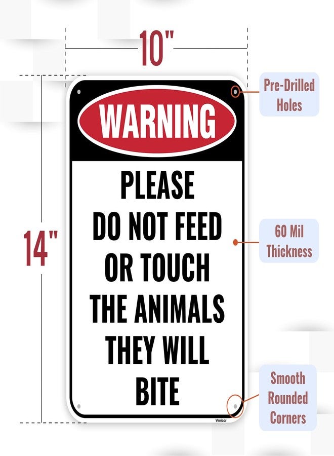 Venicor 1PC Do Not Feed The Animals Sign, 14 x 10 Inches - Aluminum - Petting Zoo Sign - Do Not Touch The Animals They Will Bite - Image 2